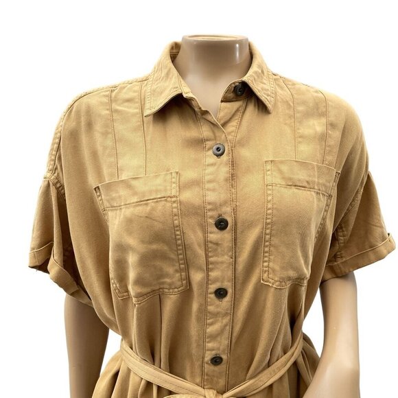Urban Outfitters Button-Up Reagan Belted Oversized Utility‎ Romper Khaki Brown S - Picture 6 of 14